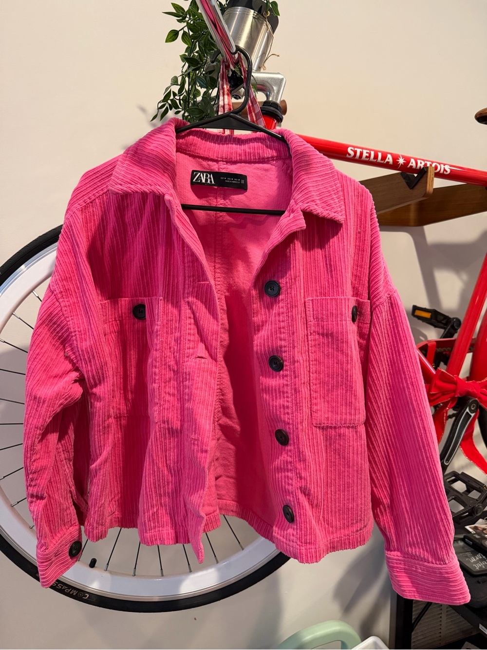 ZARA Women’s Hot Pink Corduroy Jacket (Size M)
